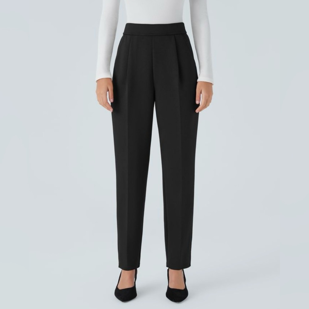 Black high-waisted tapered work pants